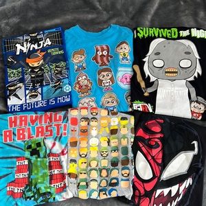 FGTEEV, ROBLOX, MINECRAFT, MARVEL, & NINJA T-shirt Lot. size S, M, 8.